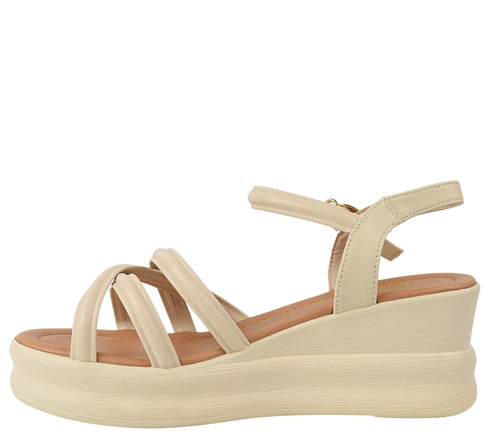 Sandale casual, dama, FORMAZIONE, 991-1 crem, piele naturala, platforma